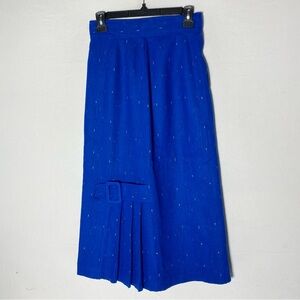 Vintage Blue Acrylic Wool Blend Midi Skirt M Librariancore Secretary